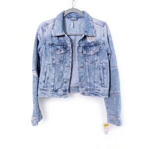 Free People Denim Distressed Jacket XS